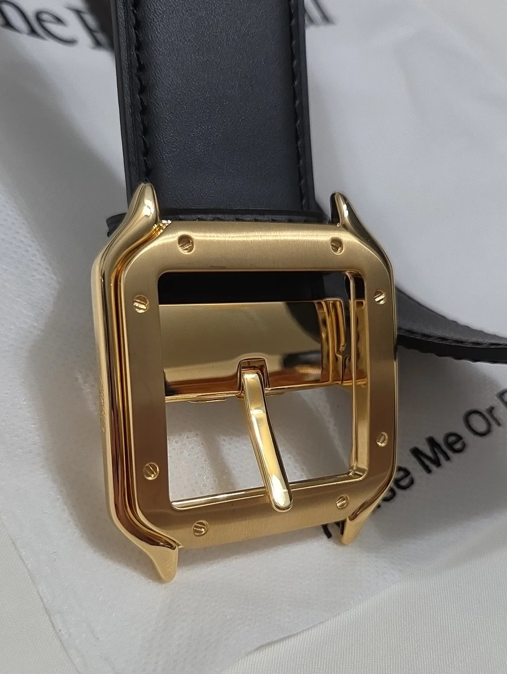Cartier Santos Belt Reversible Leather Gold Square Buckle